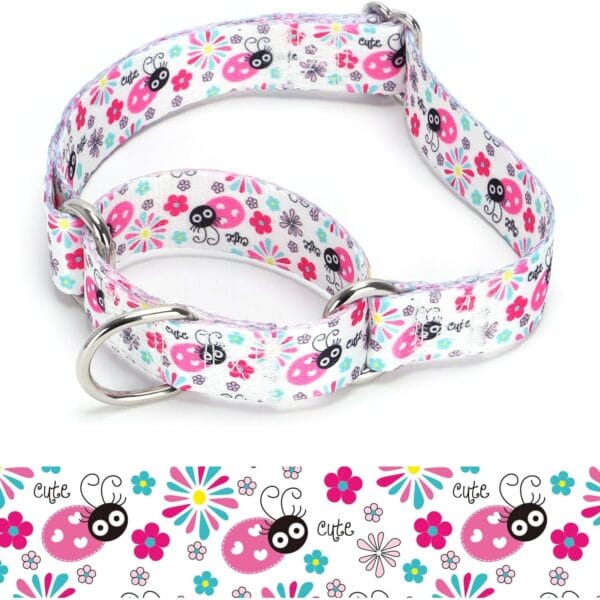 Martingale Dog Collars - Flower Multicolor Cute Patterns, Adjustable Nylon Training Dog Collar Suitable for Boy and Girl Dogs Medium Large Dogs (8, M)