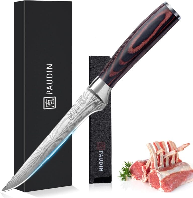 PAUDIN Boning Knife 6 Inch, Super Sharp Fillet Knife, German High Carbon Stainless Steel Deboning Knives, Professional Boning Knives for Meat Poultry Chicken, Pakkawood Handle with Gift Box