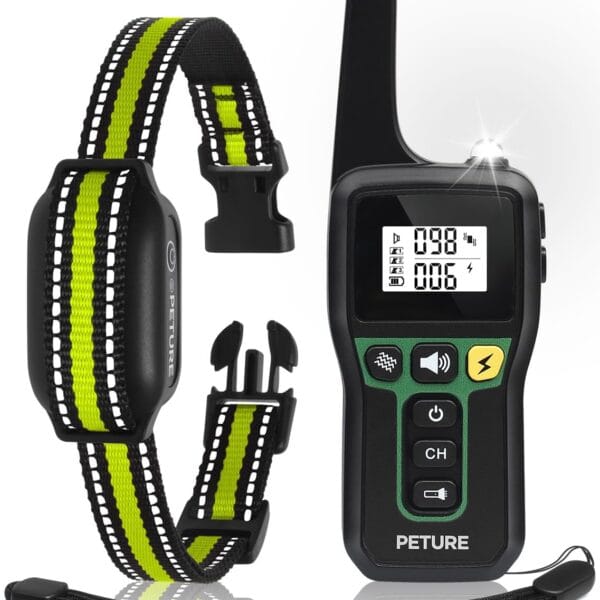 Dog Training Collar(7-120lbs), 3300Ft Dog Bark and Training Collar Combo with Beep, Vibrate, Static & Auto Mode, IPX7 Waterproof Rechargeable Automatic Bark Collar for Small Medium Large Dogs