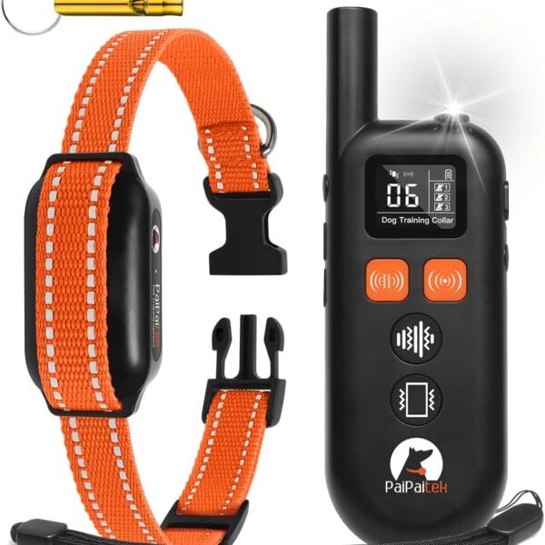 PaiPaitek Vibrating Dog Collar No Shock - 3300ft Dog Training Collar with Remote for 10-120lbs Small Medium Large with Beep, Vibration, Ultrasonic Modes, Security Lock & No Prongs
