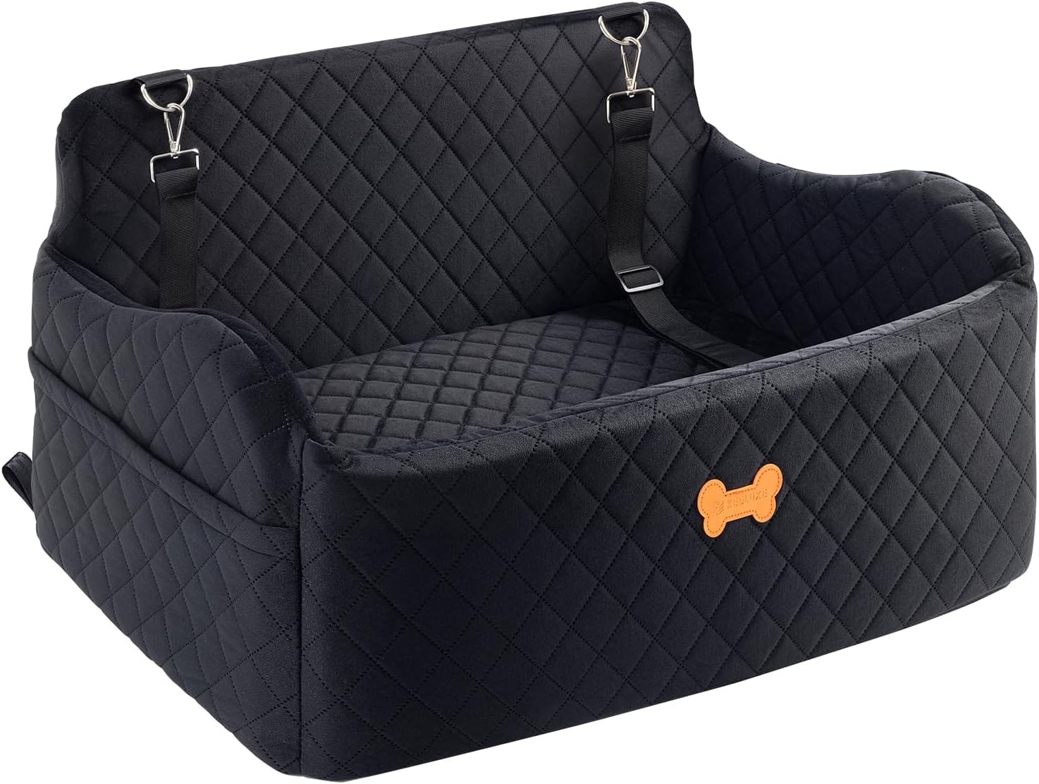 Car Seat for Large Size Dog, Booster Seat for Dogs Under 55 lbs or 2 Small Dogs, Soft Car Dog Bed Filling in Thick Memory Foam with 2 Safety Leashes and Storage Pocket (Black) Car Seat for Large Size Dog, Booster Seat for Dogs Under 55 lbs or 2 Small Dogs, Soft Car Dog Bed Filling in Thick Memory Foam with 2 Safety Leashes and Storage Pocket (Black)