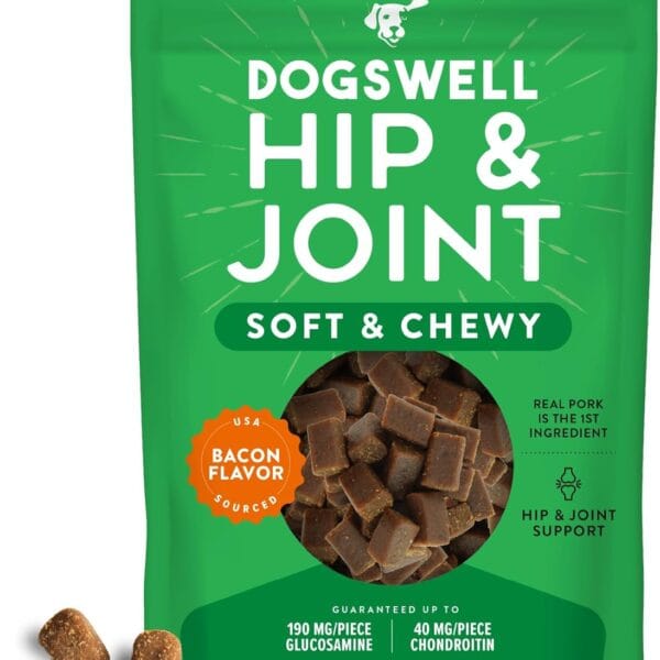 DOGSWELL Hip & Joint Soft & Chewy Dog Treats, Bacon, 14 oz. Pouch