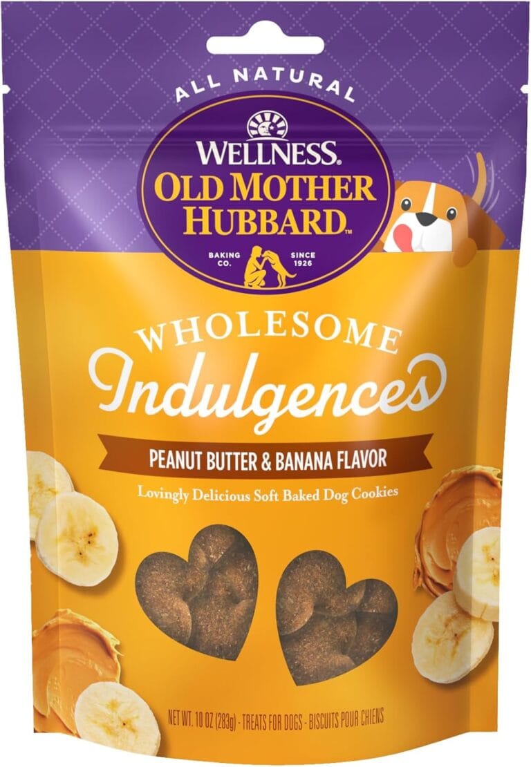 Old Mother Hubbard Wellness Wholesome Indulgences Dog Biscuits, Natural, Dog Treats, Peanut Butter & Banana Flavor, (10 Ounce Bag)