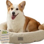 Furry's Paradise Donut Waterproof Bolster Pet Bed with Recycled Fibers, Non-Slip Bottom, and Removable Washable Cover (Beige Weave)
