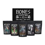 Bones Coffee Company NEW Favorite Flavors Sample Pack, Assorted Flavored Coffee Low Acid Medium Roast Arabica Beans Specialty Coffee Gifts, Auto Drip and French Press Compatible, 4 oz Pack of 5 Ground