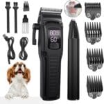 Professional Dog Grooming Clippers for Thick Coat - Dog Hair Trimmer for Grooming- Sheep Shears for Thick Hair  Pet Grooming Clippers for Dogs, Cats, Sheeps, Horse (Black Cordless)