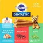 Pedigree Dentastix Small and Toy Breed Dog Treats, Original, Beef & Fresh Flavor, 2.36 lb. Variety Pack (157 Treats)