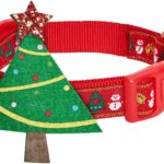 Blueberry Pet Festive Christmas Tree & Snowman Designer Dog Collar, Medium 14.5"-20", Eco-Friendly Glitter Dcor, Durable Holiday Collar for Medium Dogs