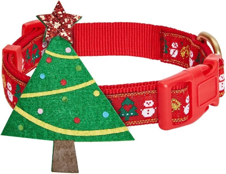 Blueberry Pet Festive Christmas Tree & Snowman Designer Dog Collar, Medium 14.5"-20", Eco-Friendly Glitter Dcor, Durable Holiday Collar for Medium Dogs