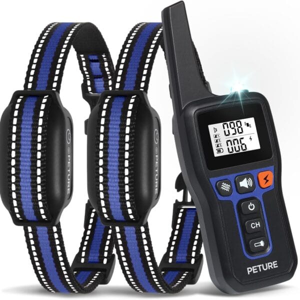 Dog Bark Collar with Remote, 2-in-1 Automatic Anti Bark Collar with Beep Vibration Static and Auto Bark Mode, IPX7 Waterproof & 3300Ft Dog Training Collar for 7-120lbs Small Medium Large Dogs (2 Pack)