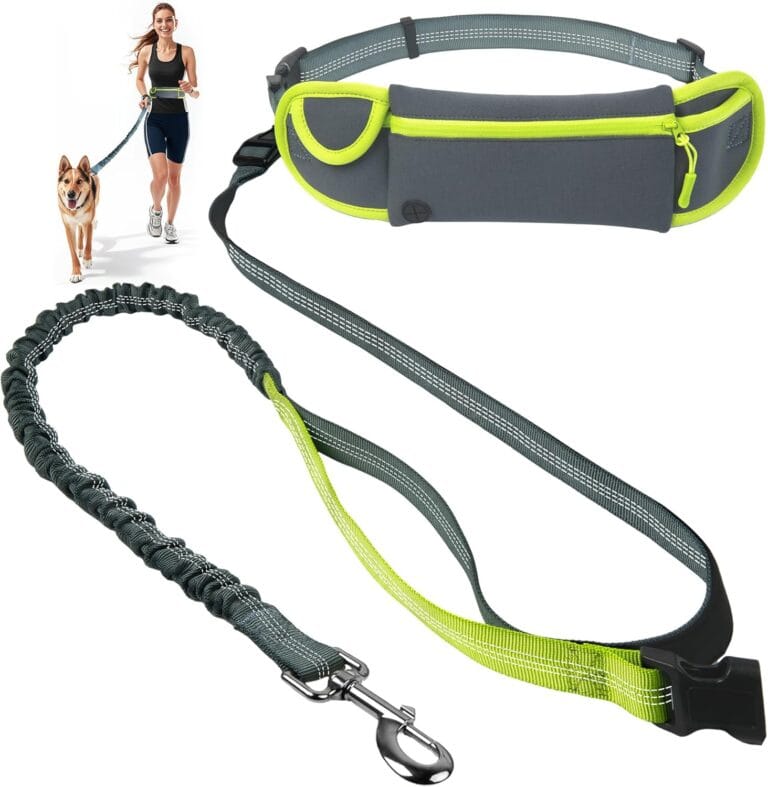 Fida 3-in-1 Hands Free Dog Leash with Zipper Pouch & Bungee, Reflective Crossbody Waist Running Leash for Dogs with Traffic Handle for Safe Walking, Jogging