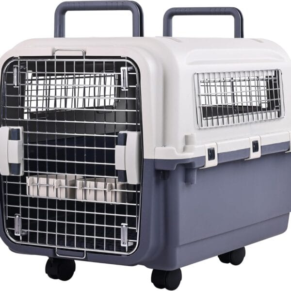 Elevon Plastic Kennels, Plastic Dog Crate, Airline Approved Pet Carrier for Dogs and Cats Longer Traveling, M