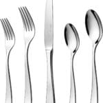 Luciella Tropea Flatware Set for 12, 65-Piece Premium 18/10 Stainless Steel Silverware Set with Serving Utensils, Modern Mirror Finish, Rust Resistant, Dishwasher Safe