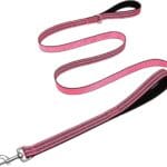 Hikiko 6 Foot Dog Leash with Two Handles Heavy Duty Double Handle Traffic Dog Leash Reflective Training Lead, Hot Pink