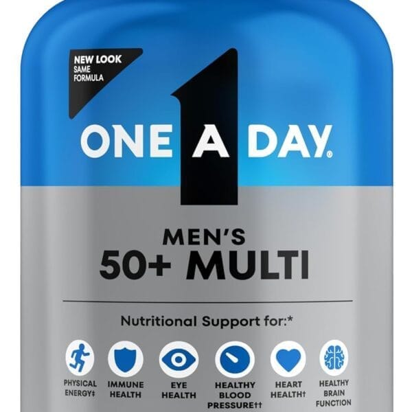 One A Day Mens 50+ Healthy Advantage Multivitamin, Multivitamin for Men with Vitamins A, C, E, B6, B12, Calcium and Vitamin D, Tablet, 200 Count (Pack of 1)