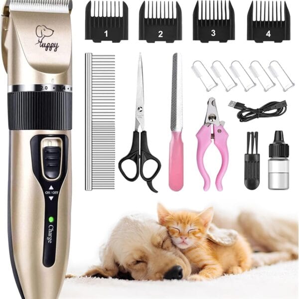 Dog Clippers for Grooming, Low Noise, Electric Quiet, Adjustable Clipper Comb for Dog Grooming Kit, Pet Hair Clippers Grooming kit for Dogs at Home