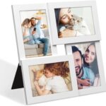 SONGMICS 4x6 Collage Picture Frames, Family Photo Collage Frame Set of 4 for Wall Decor, Glass Front, Wall Hanging or Tabletop, Christmas Gift, Cloud White URPF25WTV1