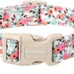DOGWONG Flower Cotton Dog Collar, Spring Summer Cute Pink Dog Collar Durable Soft Fabric Pet Dog Collars Female Girl Necklace for Small Medium Large Dogs