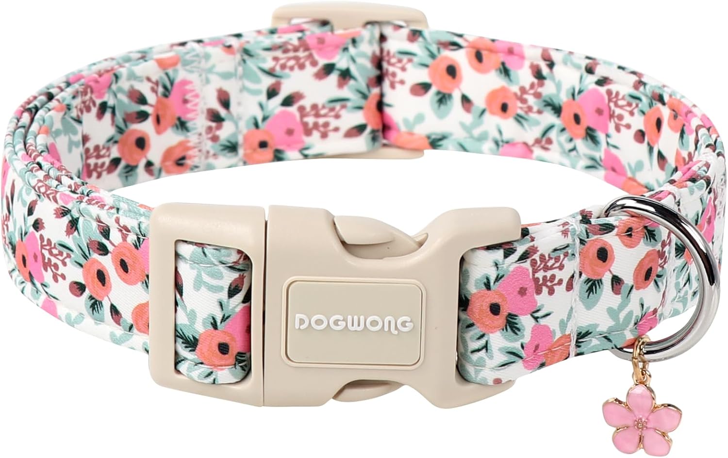 DOGWONG Flower Cotton Dog Collar, Spring Summer Cute Pink Dog Collar Durable Soft Fabric Pet Dog Collars Female Girl Necklace for Small Medium Large Dogs DOGWONG Flower Cotton Dog Collar, Spring Summer Cute Pink Dog Collar Durable Soft Fabric Pet Dog Collars Female Girl Necklace for Small Medium Large Dogs