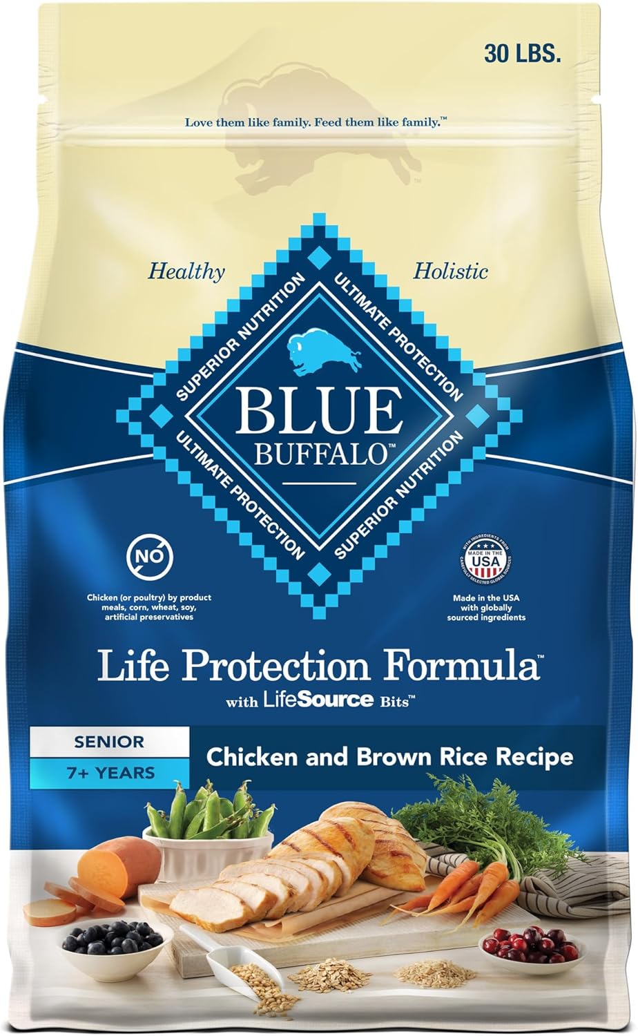 Blue Buffalo Life Protection Formula Senior Dry Dog Food, Supports Joint Health and Mobility, Made with Natural Ingredients, Chicken & Brown Rice Recipe, 30-lb. Bag Blue Buffalo Life Protection Formula Senior Dry Dog Food, Supports Joint Health and Mobility, Made with Natural Ingredients, Chicken & Brown Rice Recipe, 30-lb. Bag