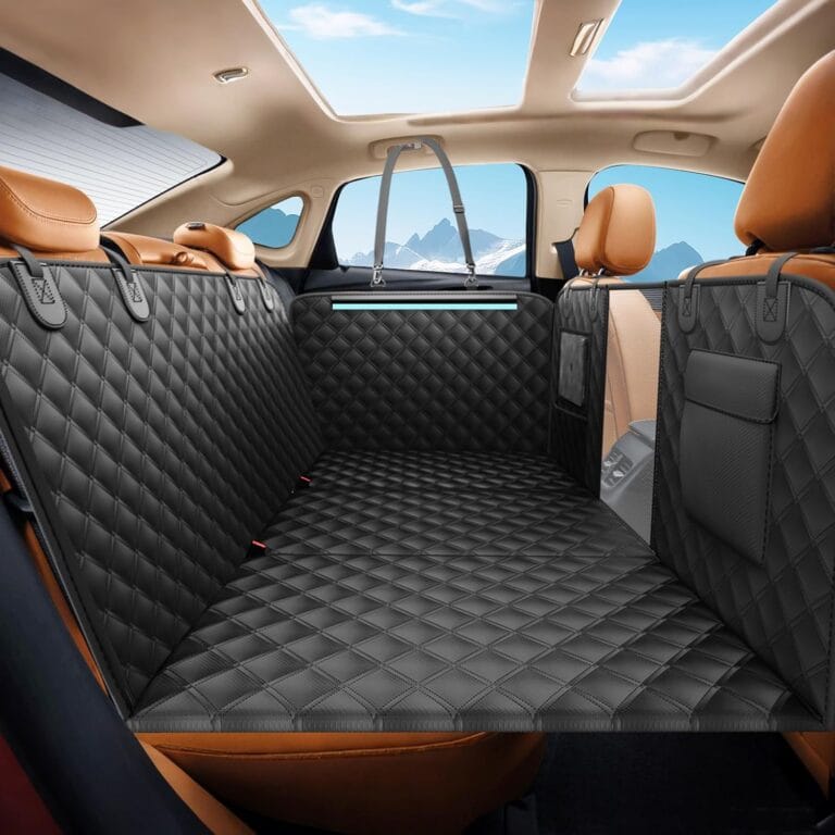Back Seat Extender for Dogs Hold 400lbs, Hard Bottom Dog Car Seat Cover for Back Seat, Dog Hammock for Car, Waterproof & Non-Slip Backseat Pet Cover Hard Bottom for SUV & Truck