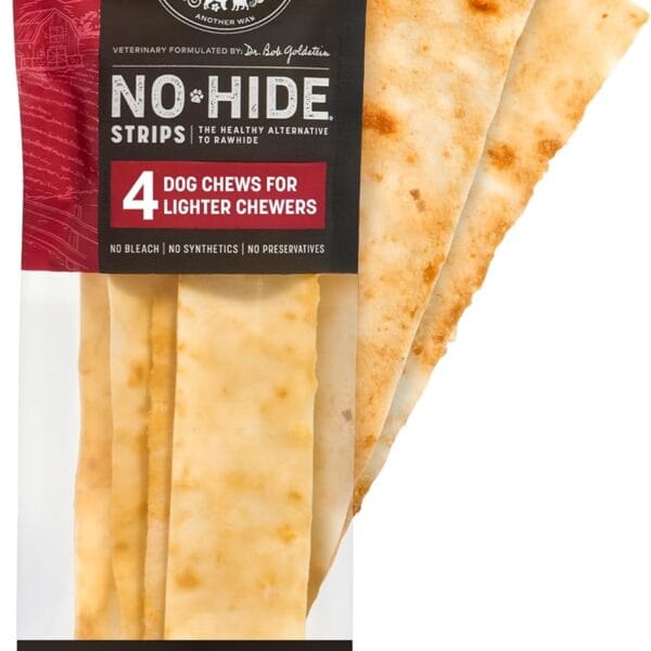 Earth Animal No Hide Strips - Natural Rawhide Free Dog Chew Strips, Beef - 4 Count