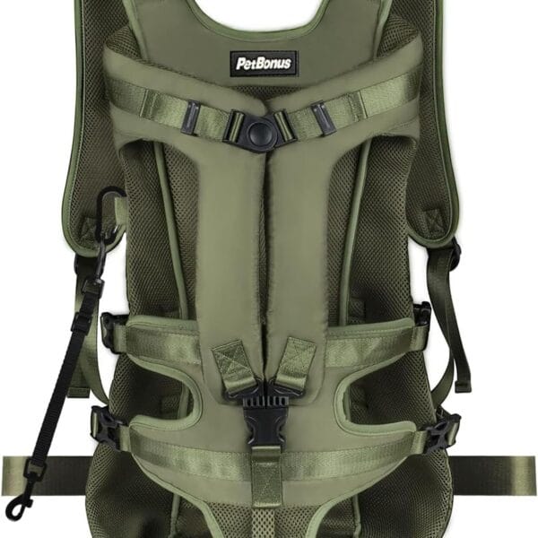 PetBonus Pet Front Dog Carrier Backpacks, Adjustable Pet Backpack, Legs Out Easy-fit Puppy Chest Carrier for Medium Small Dogs, Hands Free for Hiking, Cycling (Army Green, XL)