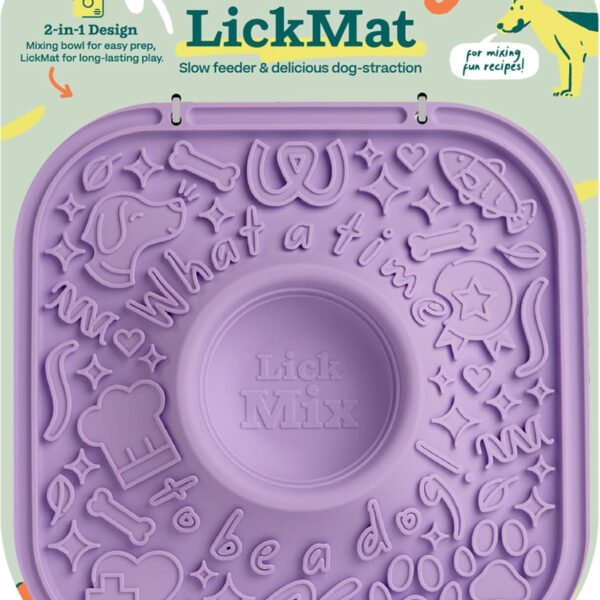 WOOF LickMat - Easy-to-Clean Lick Mat for Dogs - Slow Feeder Mat with Non-Slip Design - BPA-Free Silicone Lick Mat - Interactive Dog Toys - Lavender