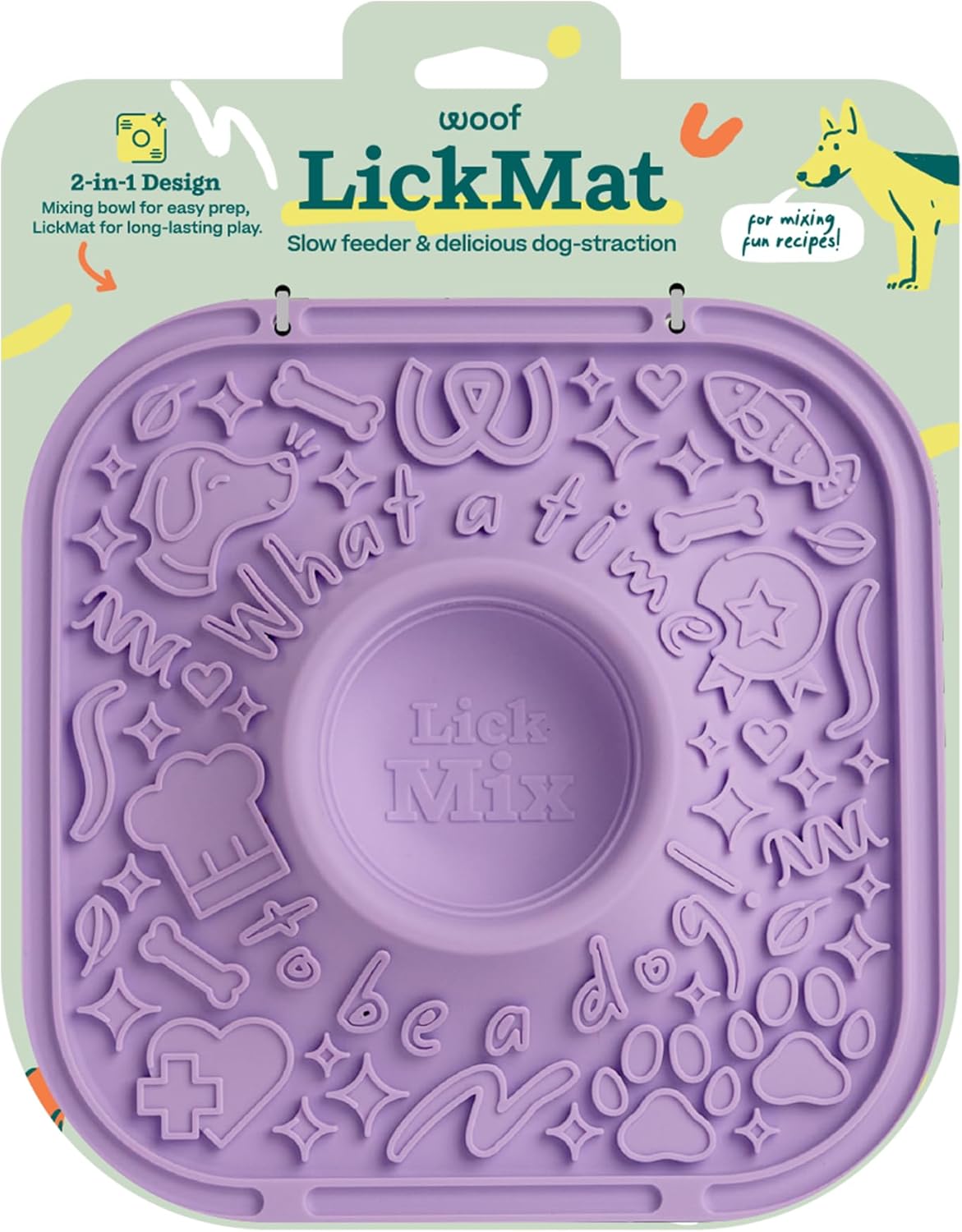 WOOF LickMat - Easy-to-Clean Lick Mat for Dogs - Slow Feeder Mat with Non-Slip Design - BPA-Free Silicone Lick Mat - Interactive Dog Toys - Lavender WOOF LickMat - Easy-to-Clean Lick Mat for Dogs - Slow Feeder Mat with Non-Slip Design - BPA-Free Silicone Lick Mat - Interactive Dog Toys - Lavender