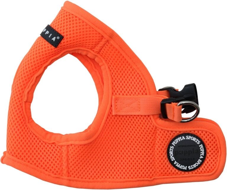 Puppia Neon Soft Vest Harness Step-in No Choke No Pull Walking Training for Small and Medium Dog, Orange, Medium