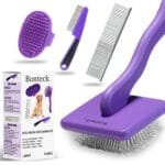 Dog Slicker Brush for Dogs Grooming Kit 4PCS | Large Dog Brush for Goldendoodles Poodles Doodles | Long Pin Haired Brush | Poodle Brushes and Comb (Purple)