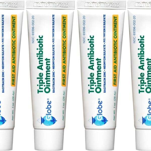 Globe Triple Antibiotic Ointment 1.0 oz (4 Pack), First Aid Ointment for Minor Scrapes, Cuts, and Burns to Help Prevent Infection, Compare to The Active Ingredients of The Leading Brand.