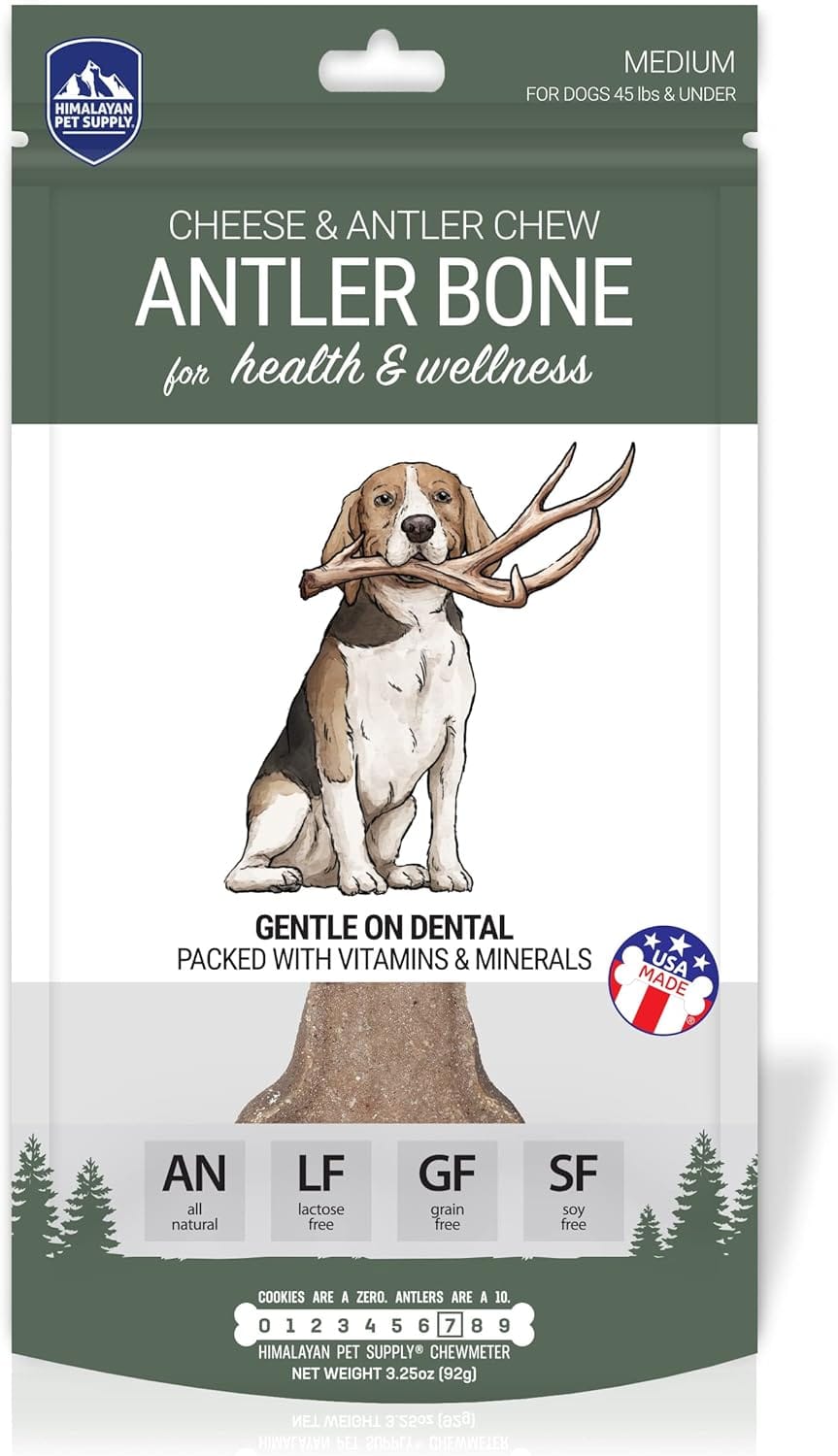 Antler and Himalayan Cheese Dog Chew | Long Lasting, Stain Free, Protein Rich, Low Odor | 100% Natural, Healthy & Safe | No Lactose, Gluten Or Grains | Antler Bone | for Dogs 45 Lbs & Smaller Antler and Himalayan Cheese Dog Chew | Long Lasting, Stain Free, Protein Rich, Low Odor | 100% Natural, Healthy & Safe | No Lactose, Gluten Or Grains | Antler Bone | for Dogs 45 Lbs & Smaller