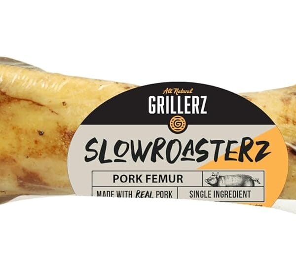 Grillerz Pork Femur Bone, 1 Count, Rawhide Free, All Natural Treat for All Breeds, Gluten Free, Long Lasting, Easy to Digest, For Adult Life Stages, Dog Chew for Healthy Teeth
