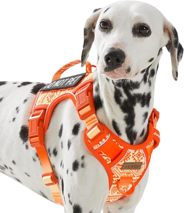 Tactical Dog Vest Harness No Pull Easy Walker Pet Harness for Walking Training Hiking for M Sized Dogs with 2 Leash Clips 3 Buckles Reflective Strip Soft Padded Handle, Tribal, French Bulldog