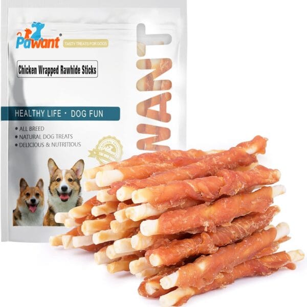 Chicken Wrapped White Rawhide Sticks Dog Treats Puppy Training Snacks Dog Chews Treats 2lb