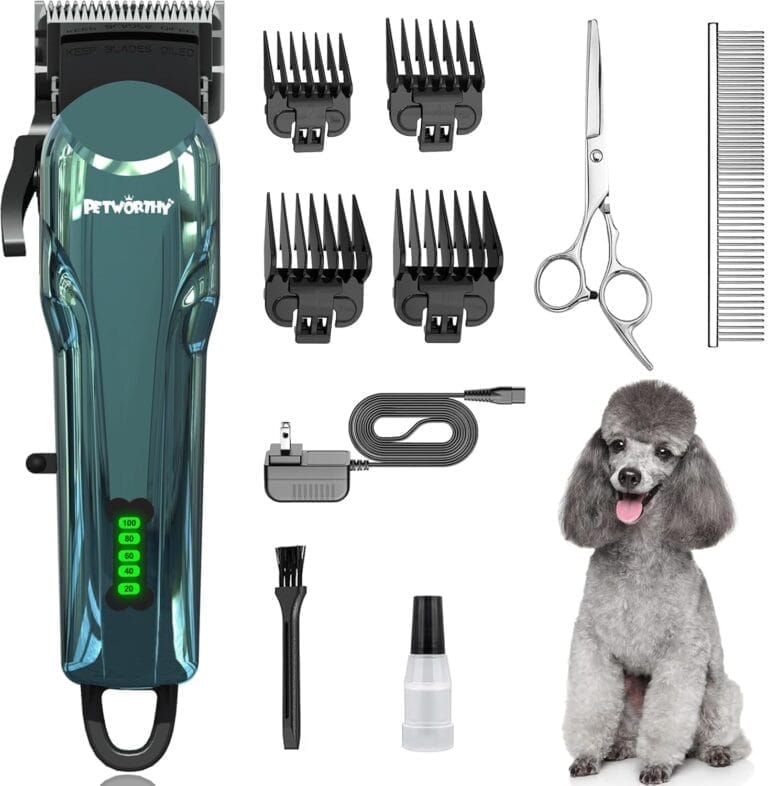 Quiet Dog Grooming Kit - 2000mAh Dog Clippers for Grooming Dog Grooming Clippers for Heavy Thick Hair Coats Waterproof Rechargeable Cordless Clippers Safe and Easy to Clean Home Pet Grooming