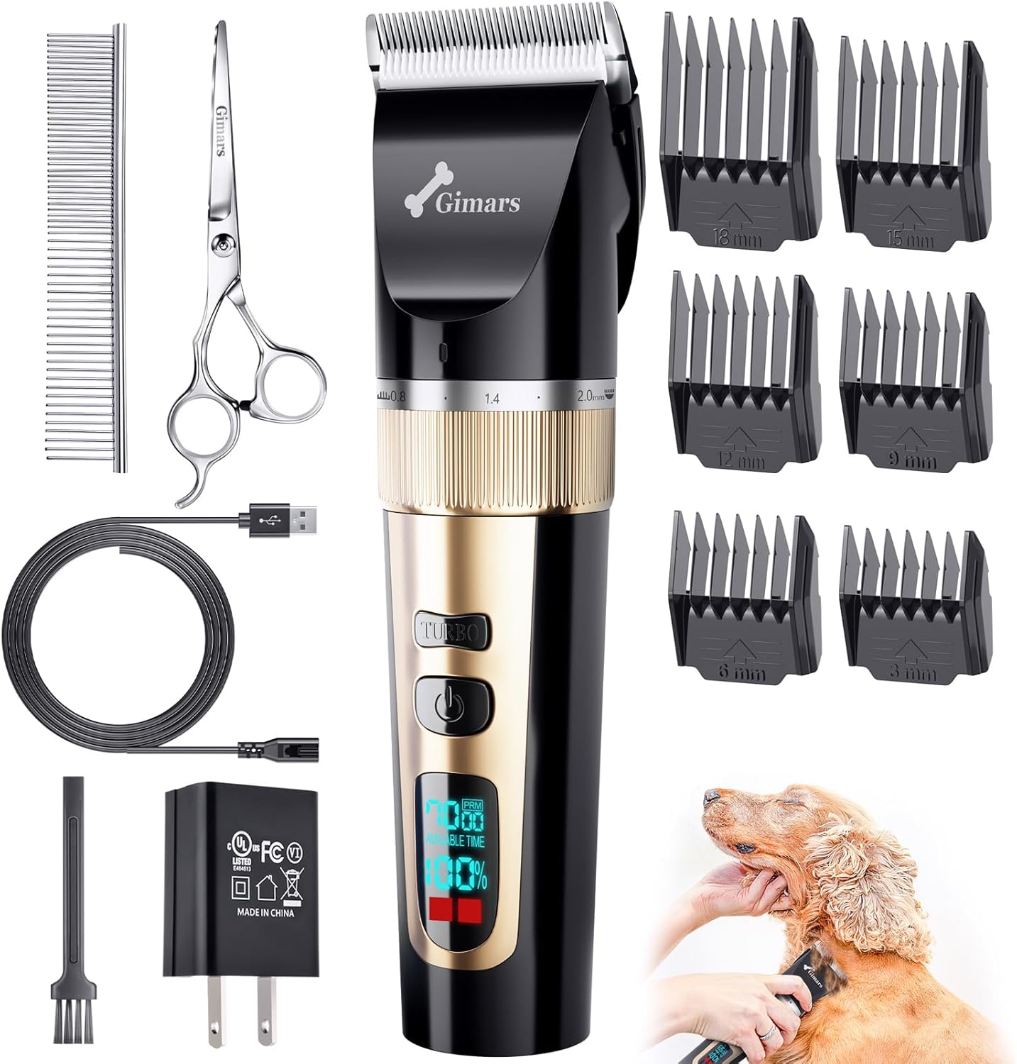 Gimars Professional 7000rpm Low Noise 55db Cordless Rechargeable Dog Clippers, 3.0 Motor Powerful Dog Long Hair Trimmer Grooming Shaver Kit, Electric Pet Hair Clippers for Cat, Horse Gimars Professional 7000rpm Low Noise 55db Cordless Rechargeable Dog Clippers, 3.0 Motor Powerful Dog Long Hair Trimmer Grooming Shaver Kit, Electric Pet Hair Clippers for Cat, Horse