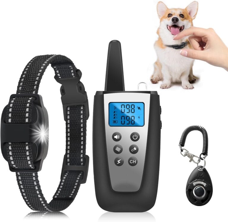 Small Dog Training Collar, Lightest Dog Shock Collar with Beep Vibration, Tailored for Small Dogs 10-150lbs & Medium, Light for Night Walks, 3300Ft Rechargeable E Collar with Remote IPX7 Waterproof