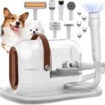 Dog Grooming Vacuum Kit - 3L Vacuum with 7 Tools, Low Noise Electric Clipper and Brush for Pet Shedding at Home, White