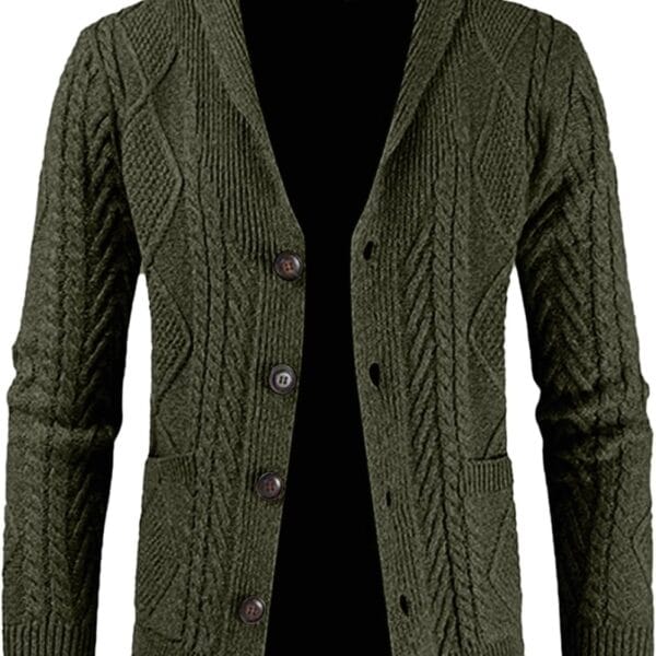 JMIERR Men's Casual Wool Blend Cardigan Sweaters Long Sleeve Shawl Collar Buttons Down Cable Knit Sweater