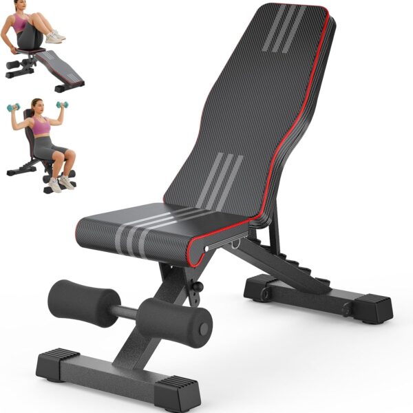 Adjustable Foldable 660LB Weight Bench, Lifting Sit-up Multi-use Workout Bench Exercise Bench Incline Decline Flat Utility Bench Press for Home Gym