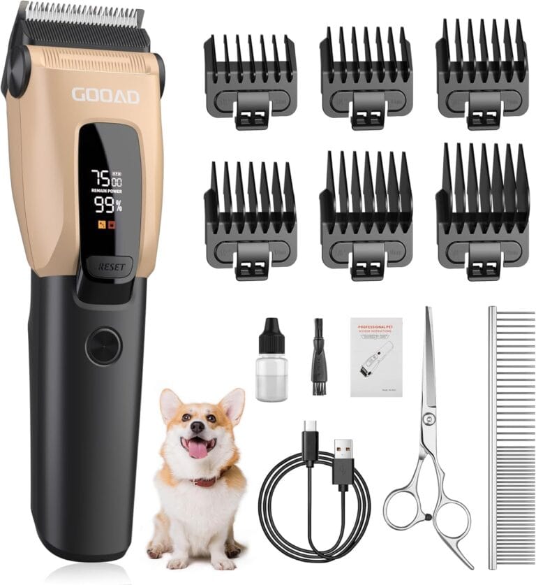Dog Clippers for Grooming for Heavy Thick Coat, LED Light 2200mAh Dog Grooming Kit, Low Noise Hair Trimmer,Cordless Pet Hair Shaver with Stainless Steel Blade for Small and Large Dogs