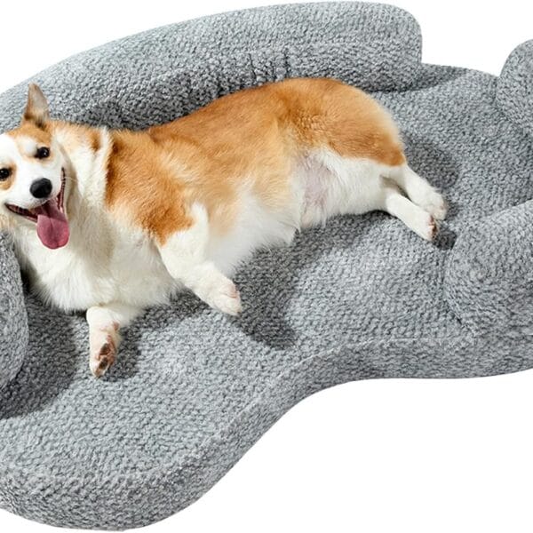 Orthopedic Memory Foam Dog Bed for Medium Sized Dog - Washable & Waterproof & Removable Warm Couch - Round Calming Bed for Anxiety Relief (43 x 29 x 8 Inch)