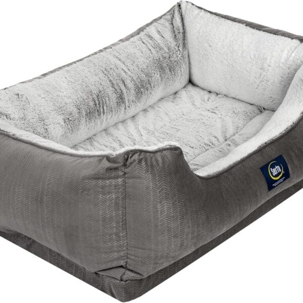 Serta Orthopedic Cuddler Dog Bed for Pets  Slate Gray (Large)