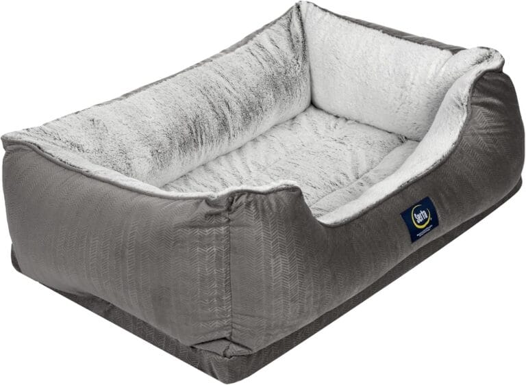 Serta Orthopedic Cuddler Dog Bed for Pets  Slate Gray (Large)