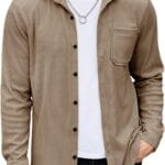 COOFANDY Men's Corduroy Shirt Casual Shacket Long Sleeve Button Down Lightweight Jacket