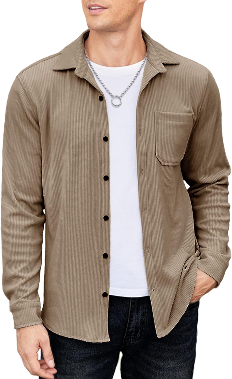 COOFANDY Men's Corduroy Shirt Casual Shacket Long Sleeve Button Down Lightweight Jacket COOFANDY Men's Corduroy Shirt Casual Shacket Long Sleeve Button Down Lightweight Jacket