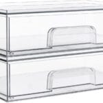 Vtopmart 12.1''W Clear Stackable Storage Drawers,2 Pack Acrylic Plastic Organizers Bins for Makeup Palettes, Cosmetics, and Beauty Supplies,Ideal for Vanity, Bathroom,Cabinet,Desk Organization