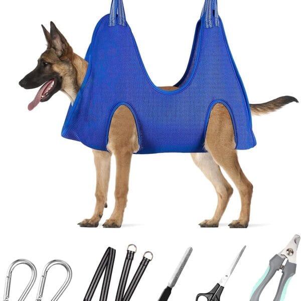 Pet Grooming Hammock with Nail Clippers/Nail Trimmers/Grooming Scissors, Dog Grooming Harness for Nail Trimming, Pet Grooming Sling Helper